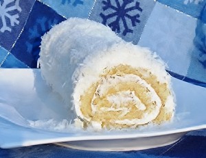 Coconut Roulade with Rum Buttercream for National Cake Day