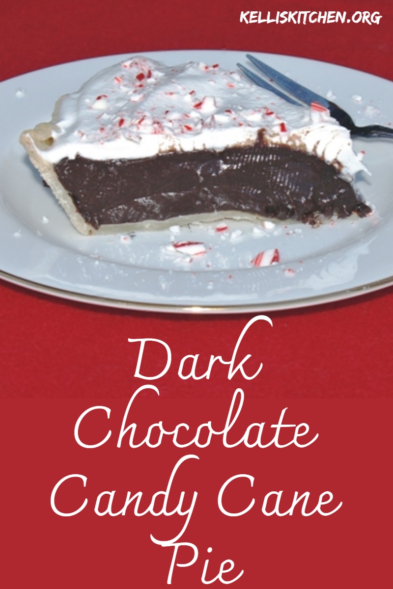 Dark Chocolate Candy Cane Pie: Dark Chocolate Pie with a Holiday Twist. Perfect for a holiday potluck or as a holiday sweet treat.  via @KitchenKelli