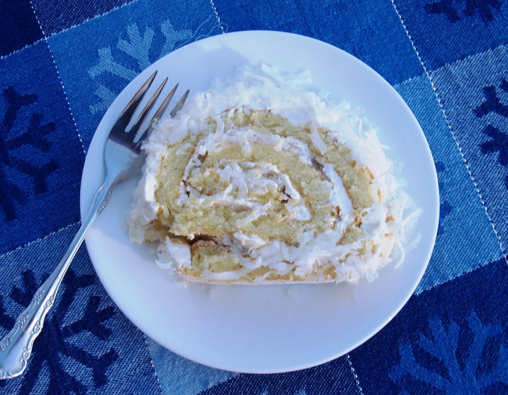 Coconut Roulade with Rum Buttercream