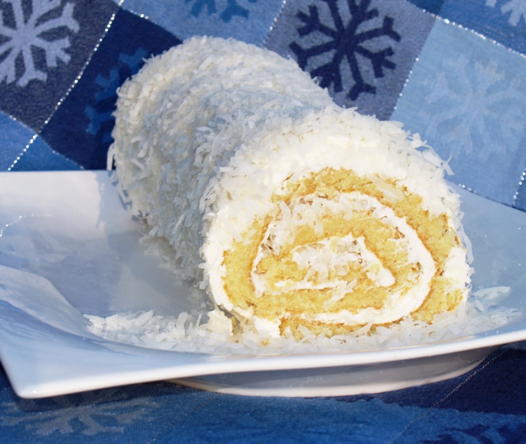 Coconut Roulade with Rum Buttercream