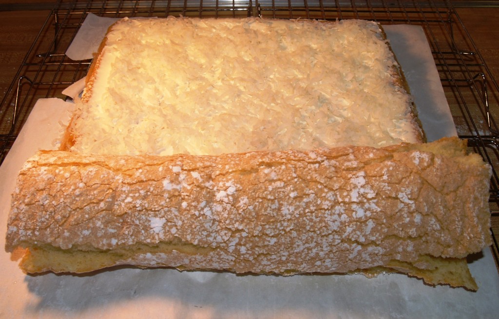 Coconut Roulade with Rum Buttercream