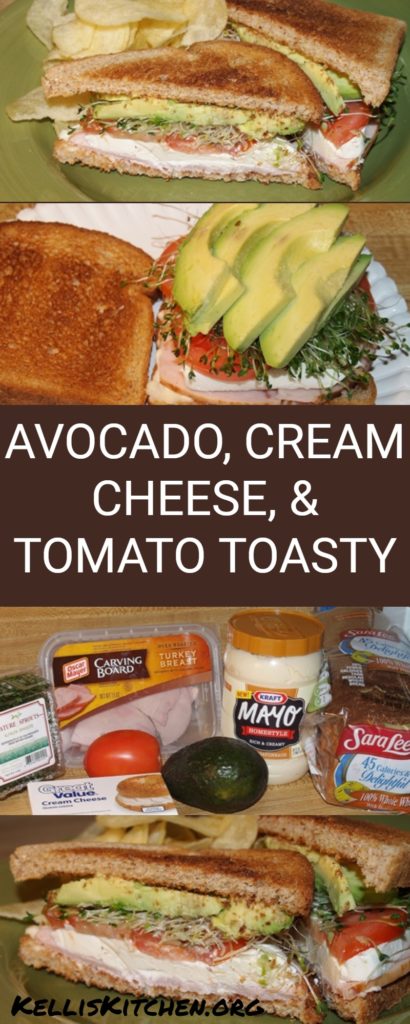 AVOCADO, CREAM CHEESE, AND TOMATO TOASTY