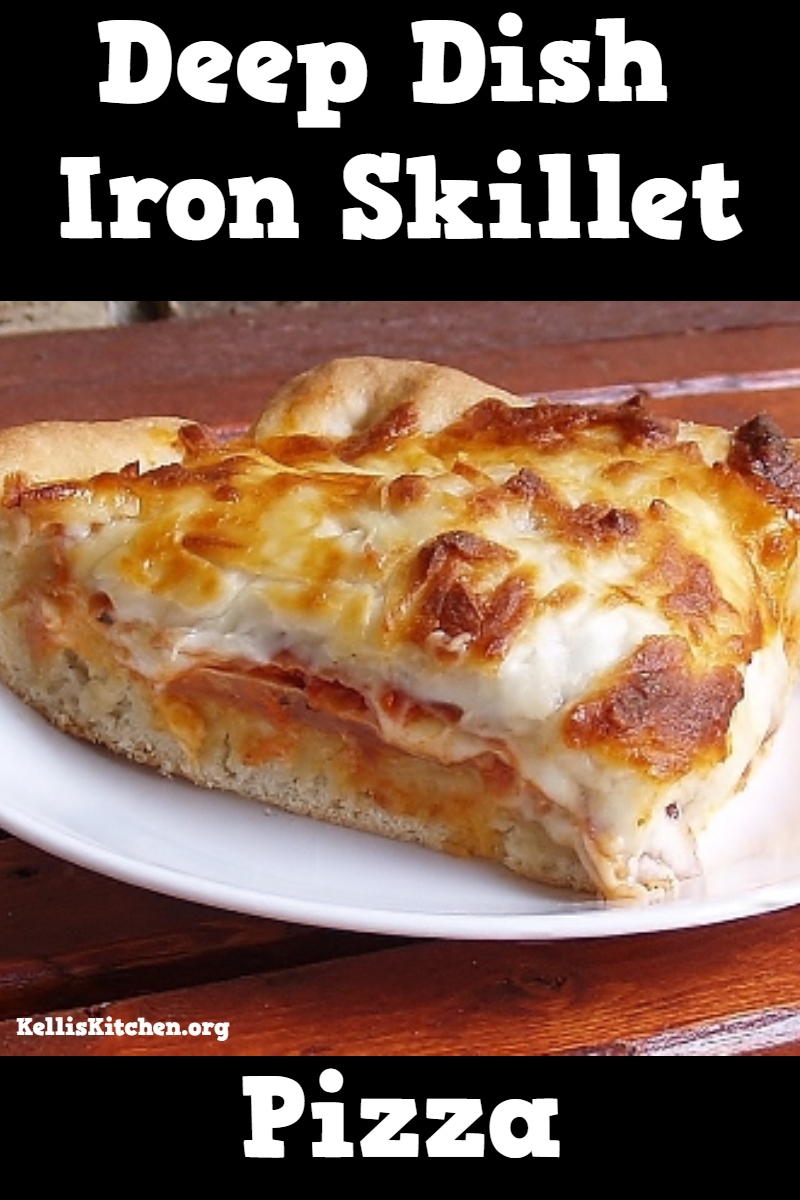 How to make Homemade Deep Dish Iron Skillet Pizza! No rise crust, super pizza sauce, and cheesy deep dish pizza in an iron skillet.  via @KitchenKelli