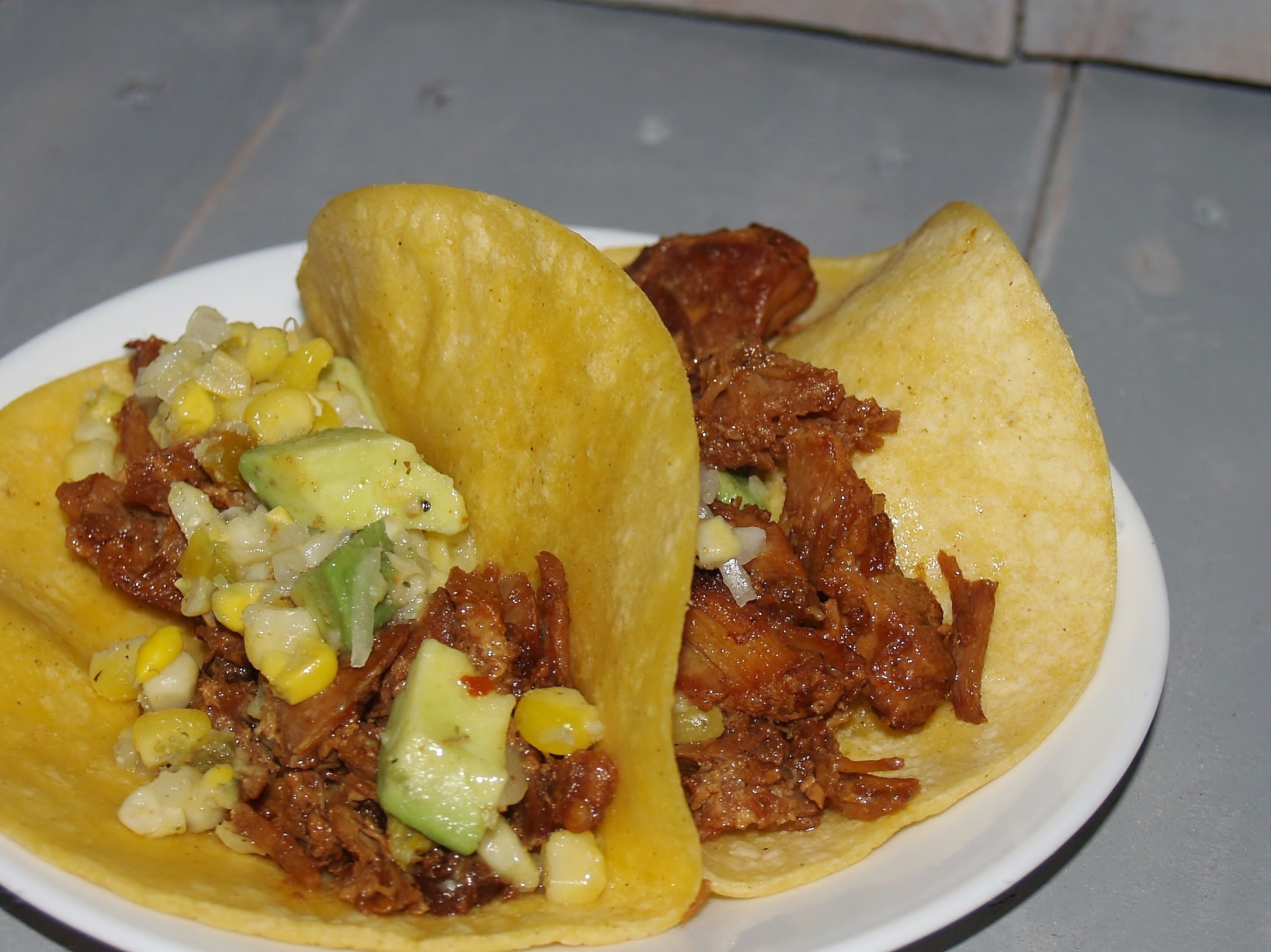 Carnitas with Avocado Corn Salsa!