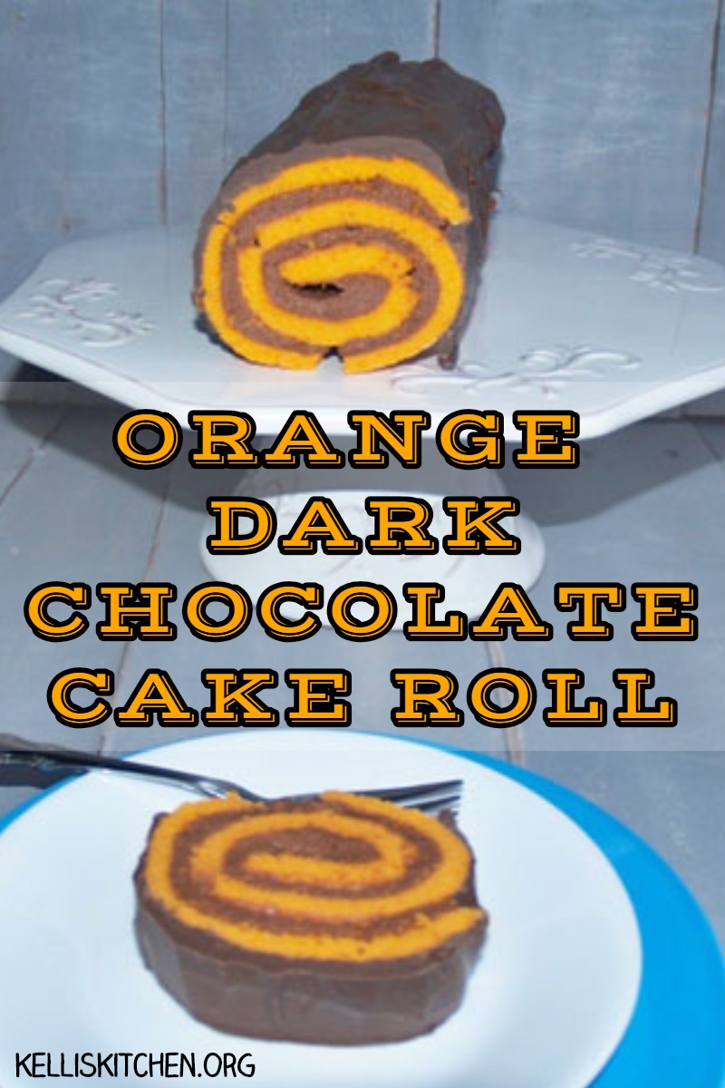 ORANGE DARK CHOCOLATE CAKE ROLL via @KitchenKelli