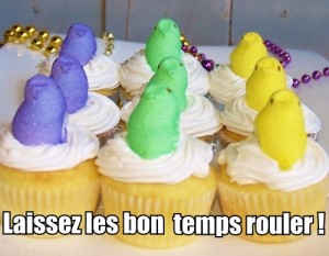 Mardi Gras Peeps Cupcakes