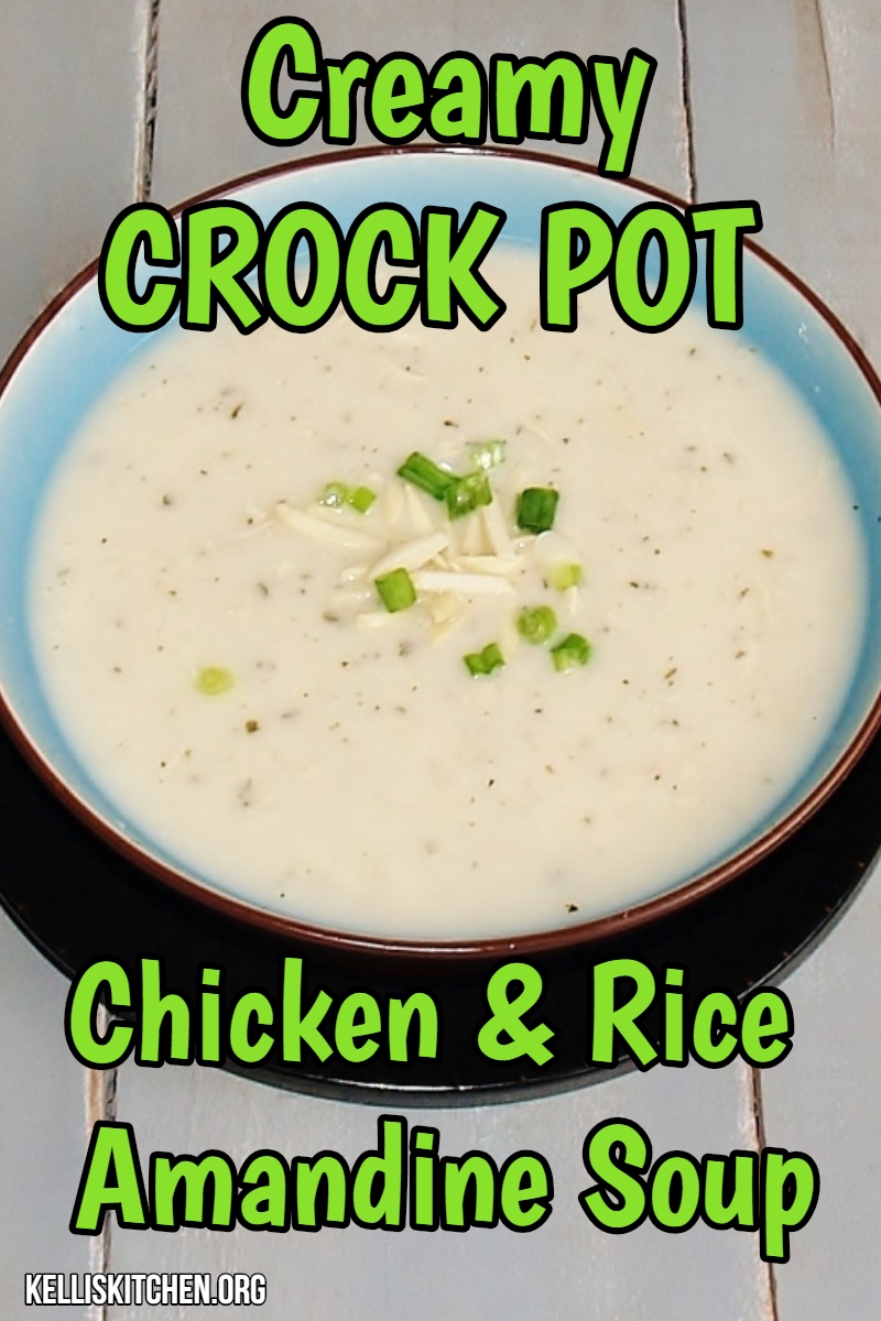 Creamy Crockpot Chicken & Rice Amandine Soup via @KitchenKelli