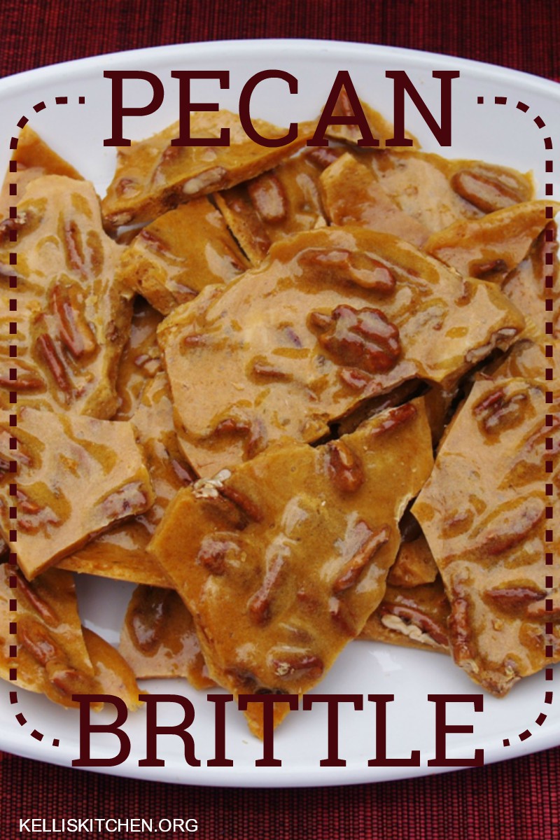 This is a photo of Easy Microwave Pecan Brittle served on a white plate. 