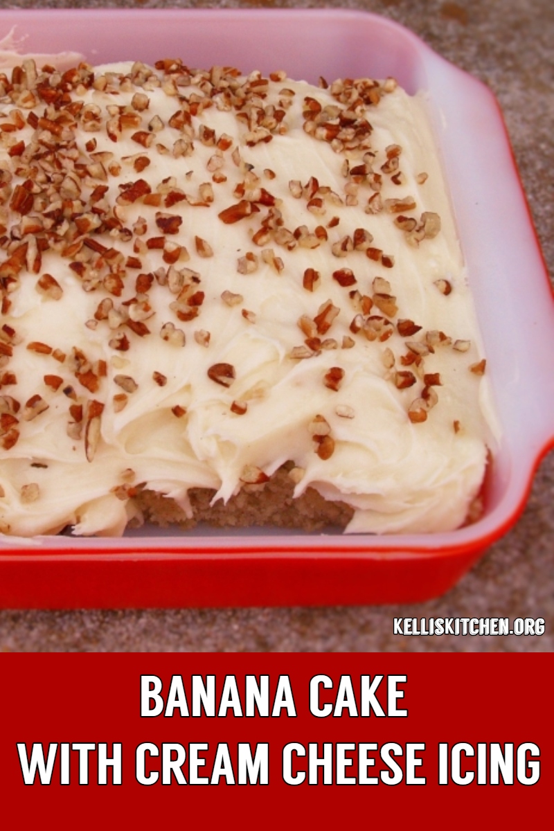 BANANA CAKE WITH CREAM CHEESE ICING via @KitchenKelli