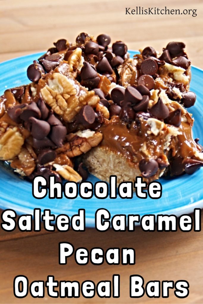 Chocolate Salted Caramel Pecan Oatmeal Bars