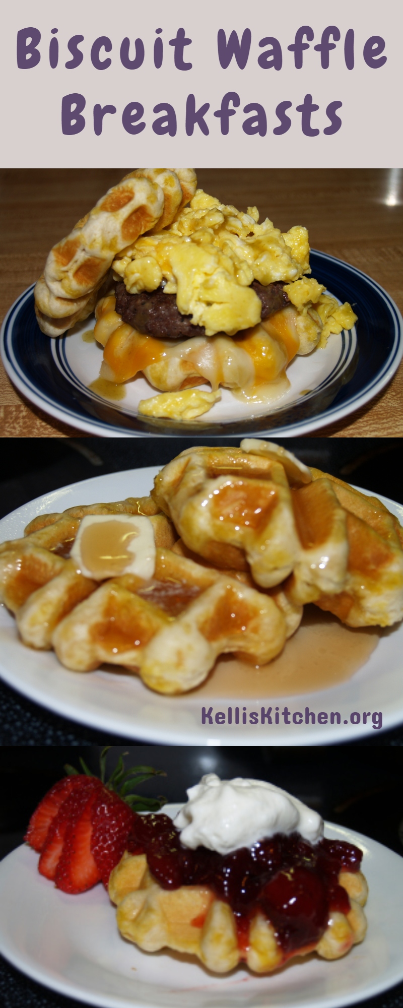 3 Biscuit Waffle Breakfasts via @KitchenKelli