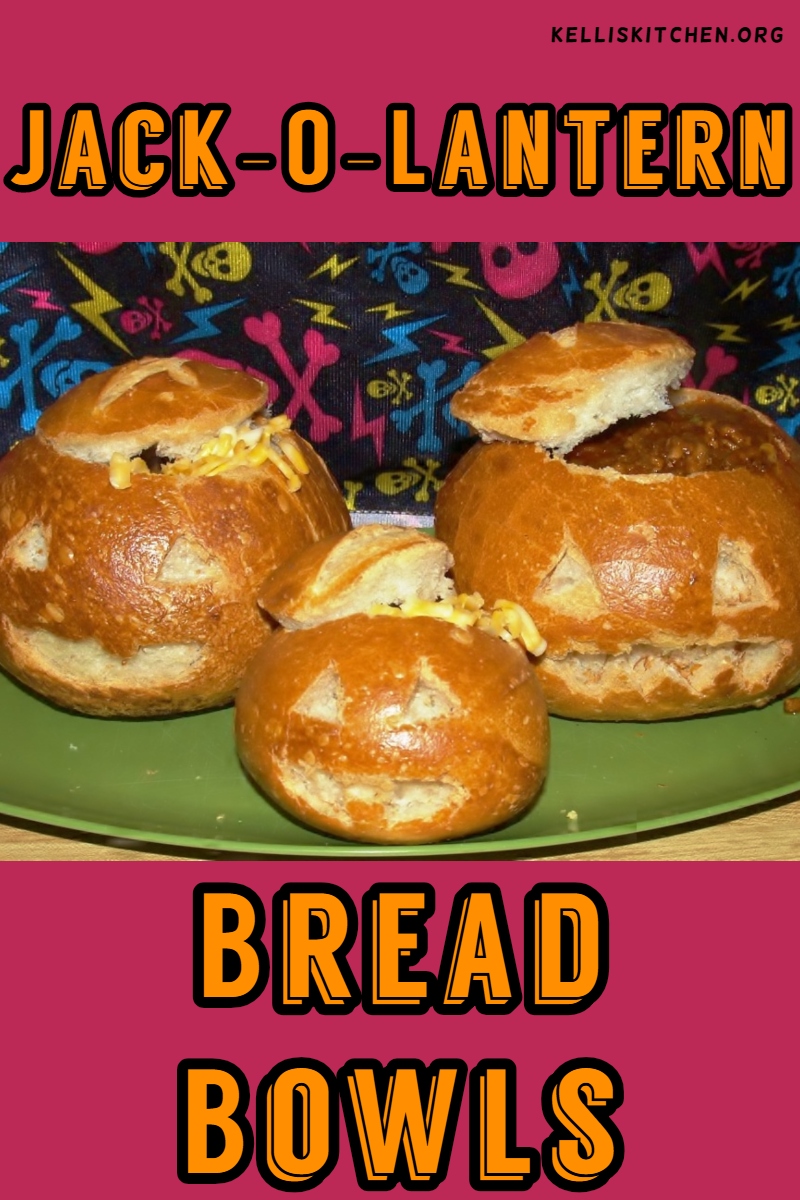 Jack-O-Lantern Bread Bowls via @KitchenKelli