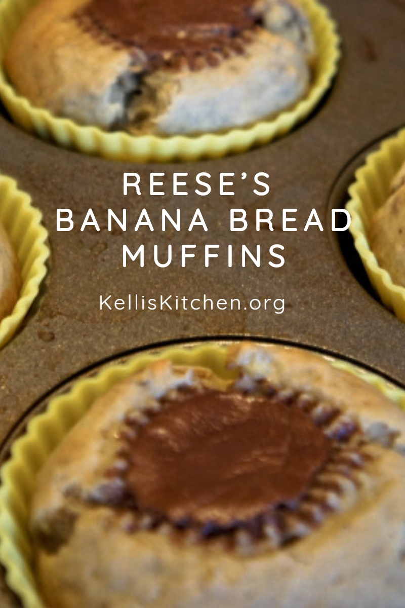 REESE’S BANANA BREAD MUFFINS via @KitchenKelli